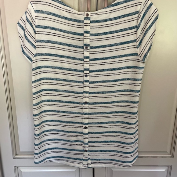 Market & Spruce Blue Bravyan Button Back Detail Knit Top NWT Medium - Picture 3 of 3